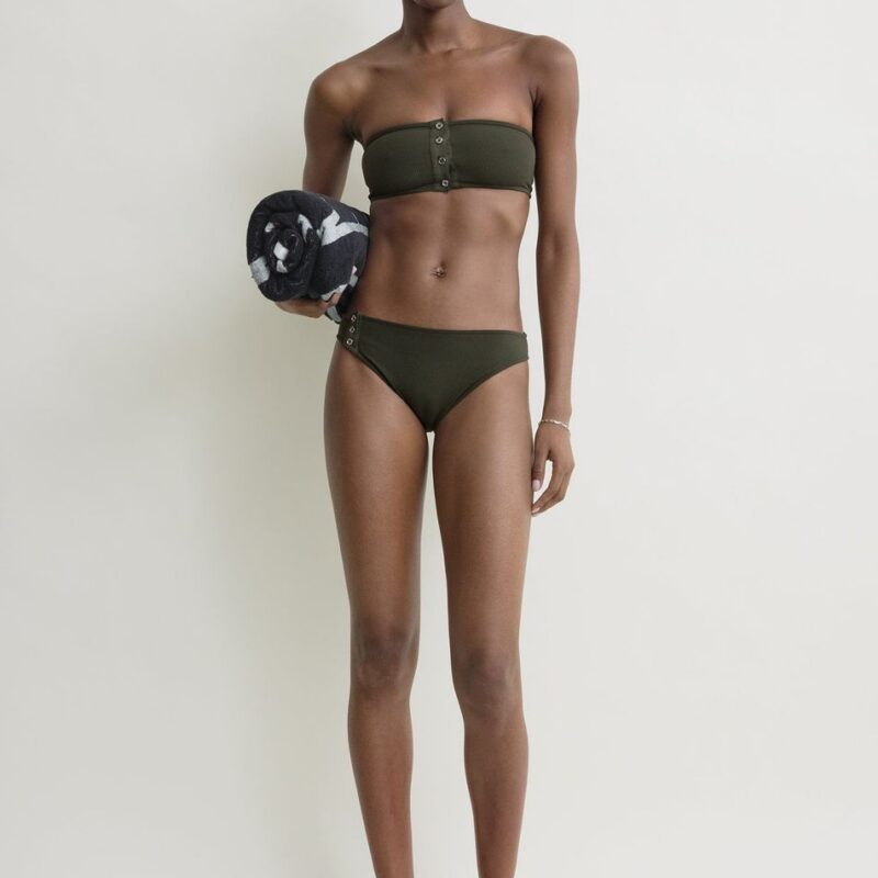 Ribbed strapless bikini top dark green – Toteme - INT