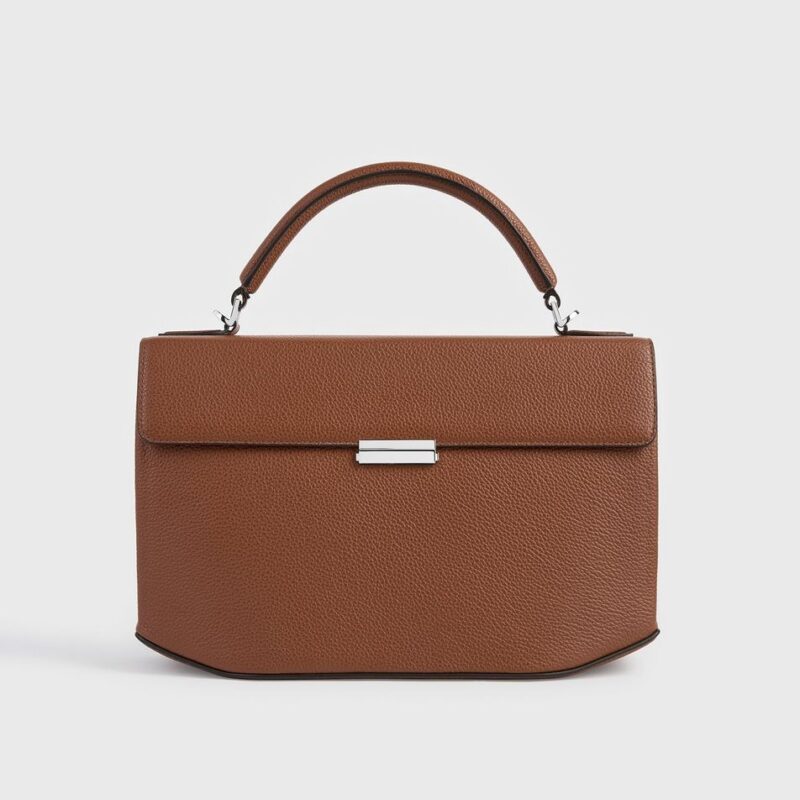 Clip grained-leather top handle sienna – Toteme - INT