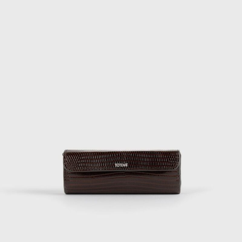 Lizard-embossed lipstick case brown – Toteme - INT