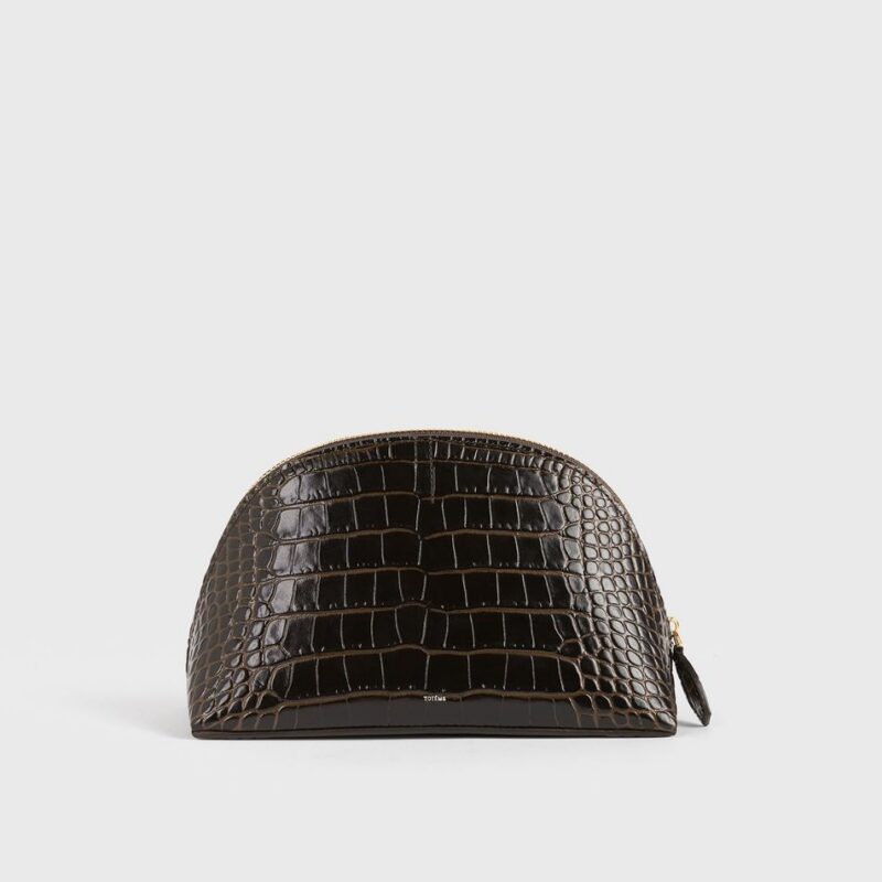 Small croco-embossed day pouch dark brown – Toteme - INT