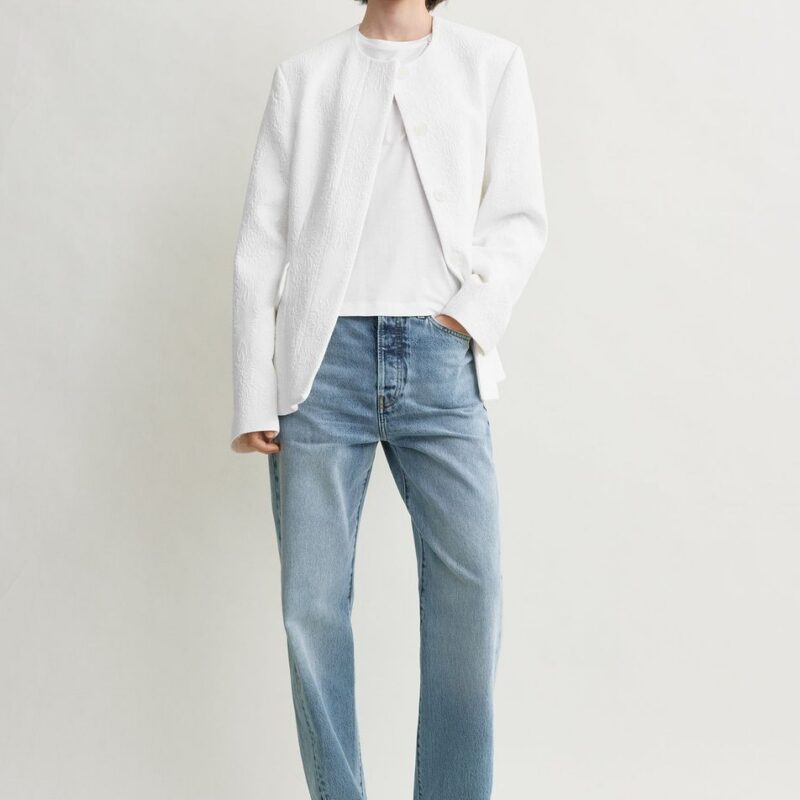 Jacquard cotton jacket optic white – Toteme - INT