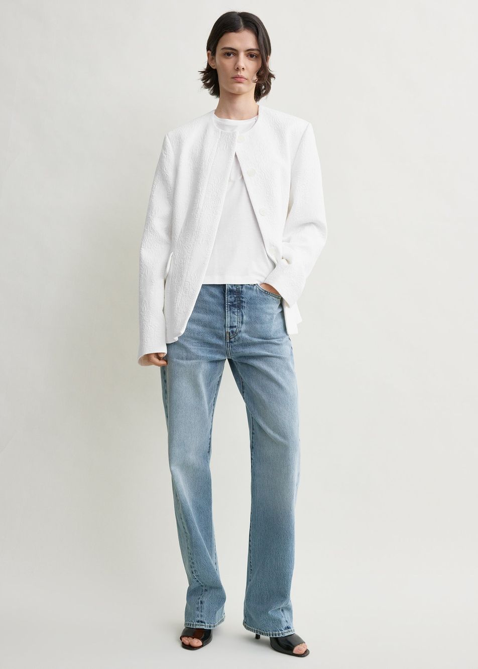 Jacquard cotton jacket optic white – Toteme - INT