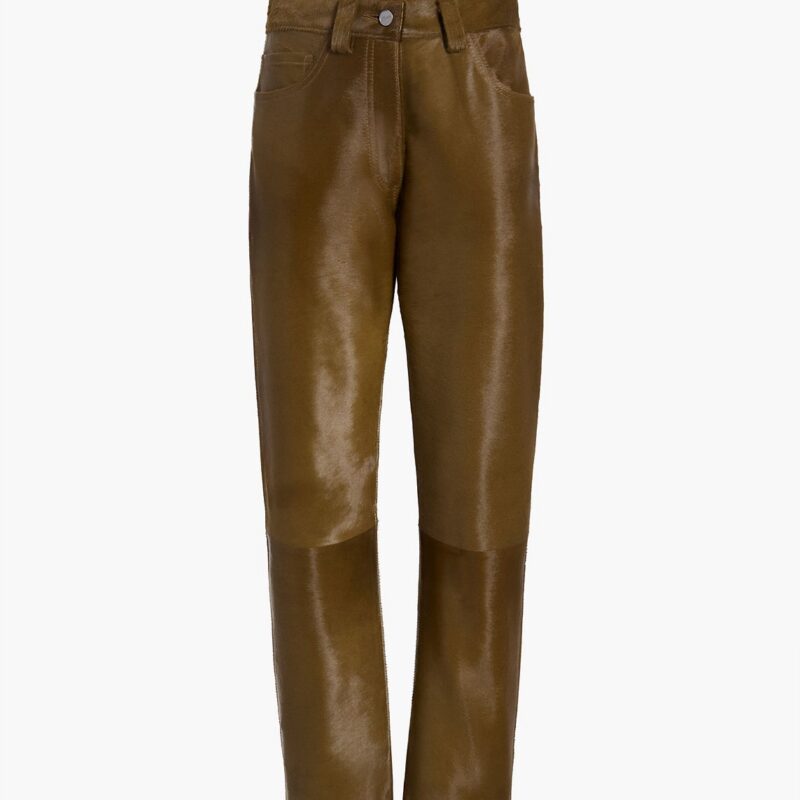 Callum Pant in Almond Haircalf – KHAITE