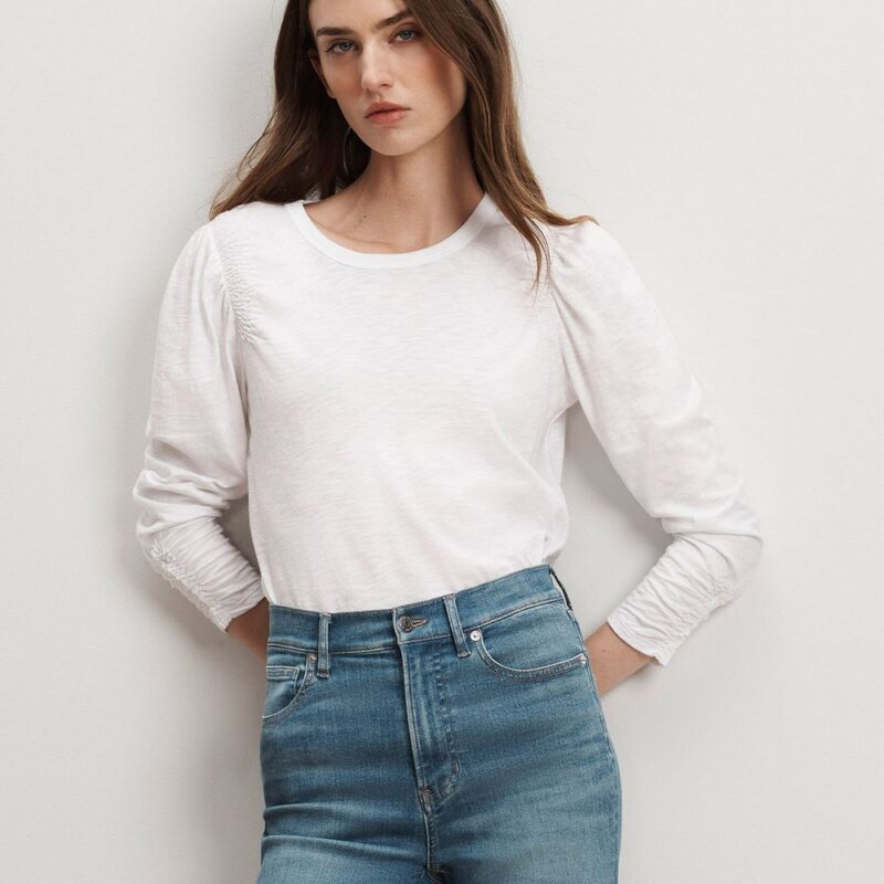 Bouvet Smocked-Shoulder T-Shirt – Veronica Beard