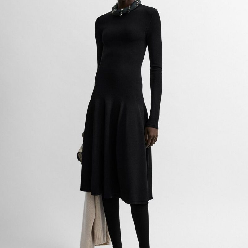 Sculpted knit dress black – Toteme - INT