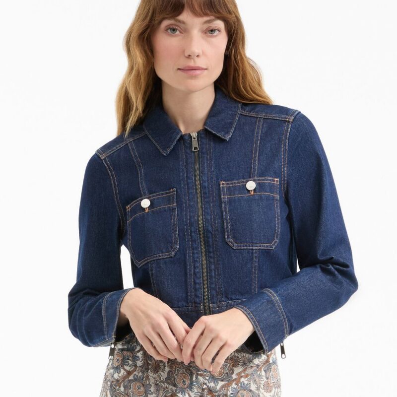 Patty Cropped Denim Jacket – Veronica Beard