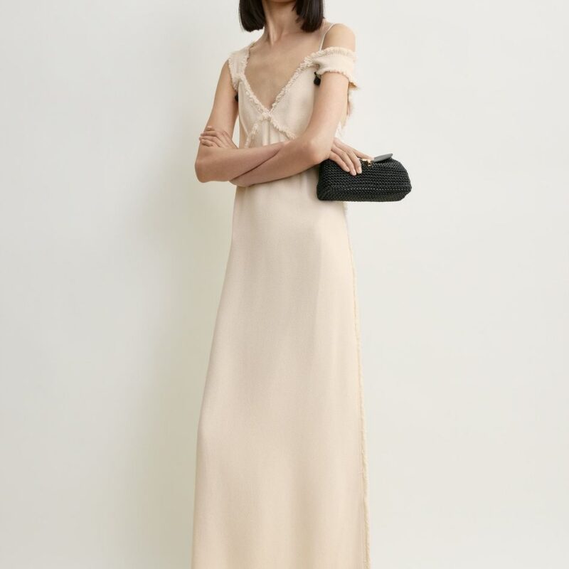 V-neck raw slip dress stone – Toteme - INT