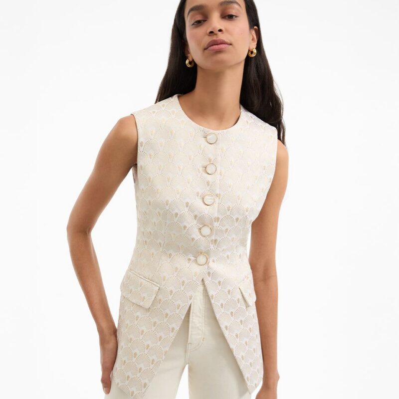 Lois Gold-Print Vest – Veronica Beard