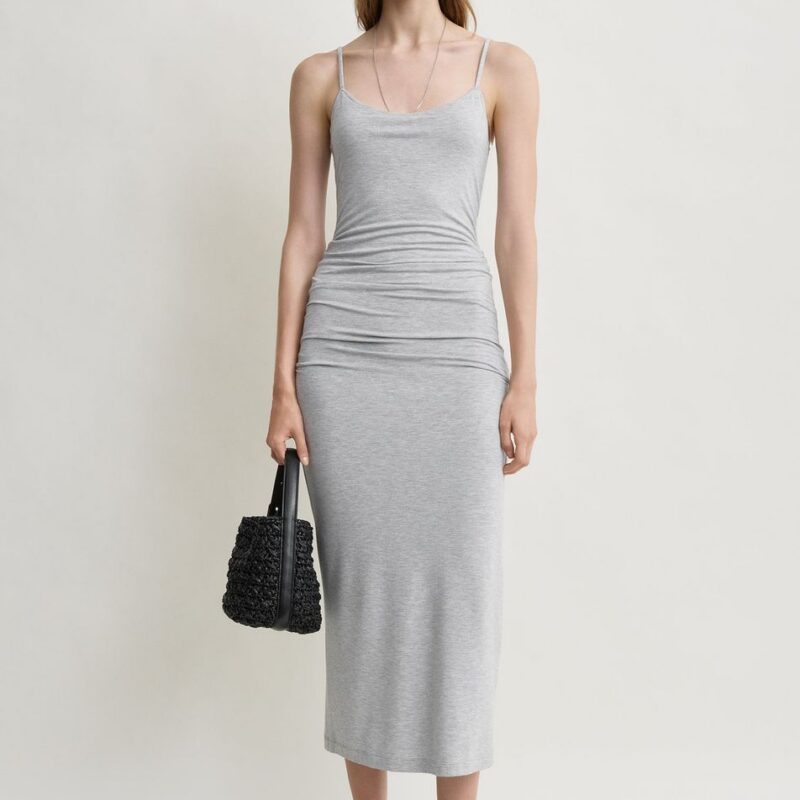 Draped slip dress pale grey mélange – Toteme - INT