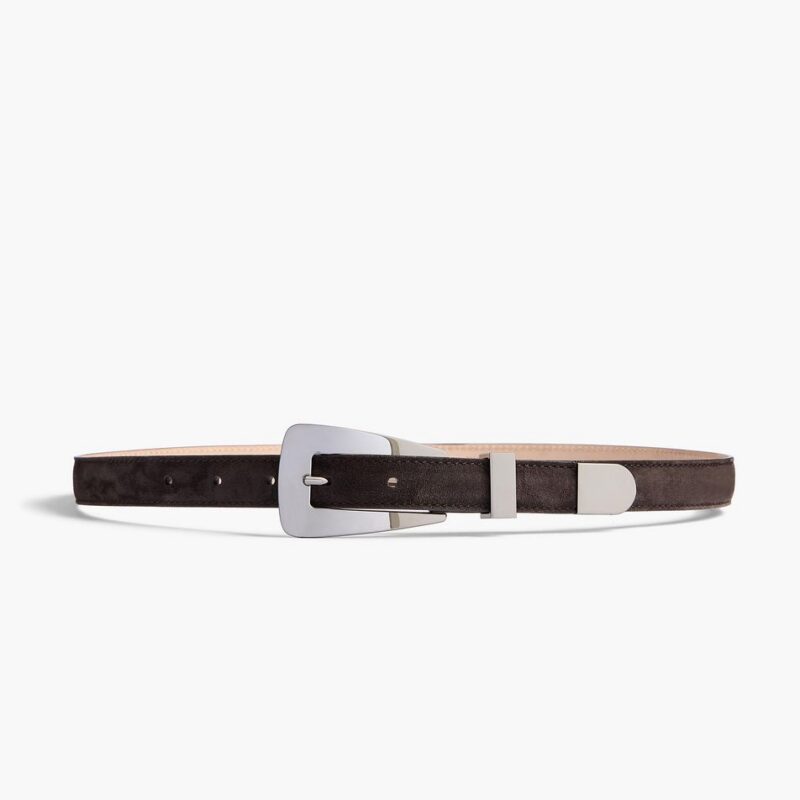 Small Lucca Belt in Dark Brown Suede with Silver – Khaite