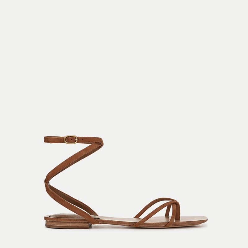 Allegra Suede Ankle-Wrap Sandal – Veronica Beard