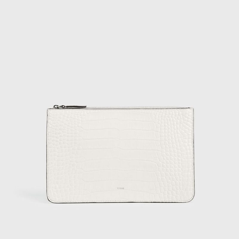 Threefold croco-embossed clutch off-white – Toteme - INT