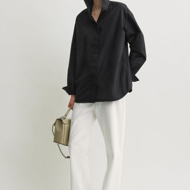 Sharp poplin shirt black – Toteme - INT