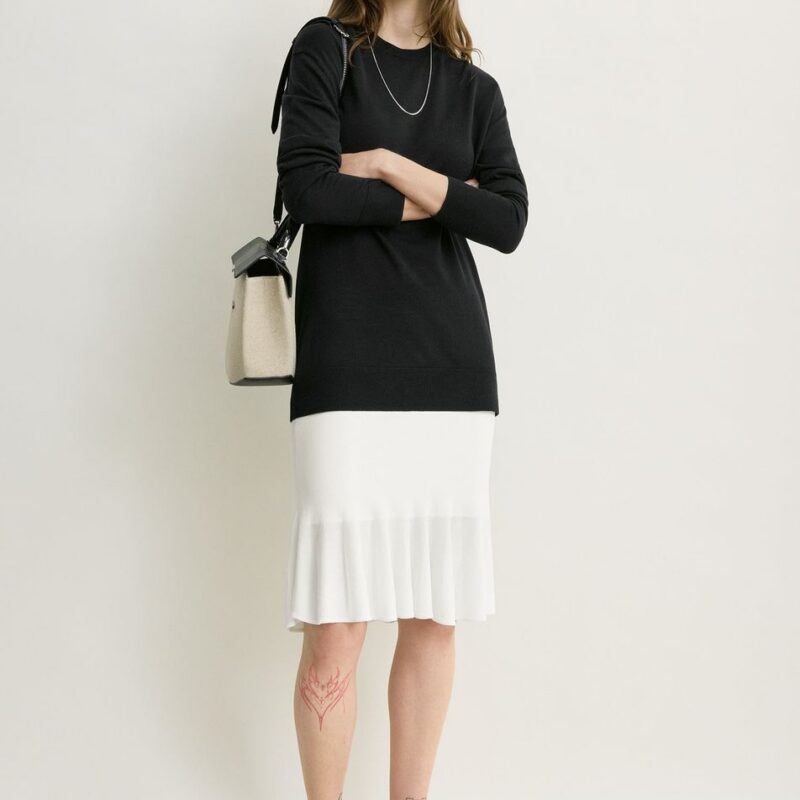 Fluted knit skirt optic white petite – Toteme - INT
