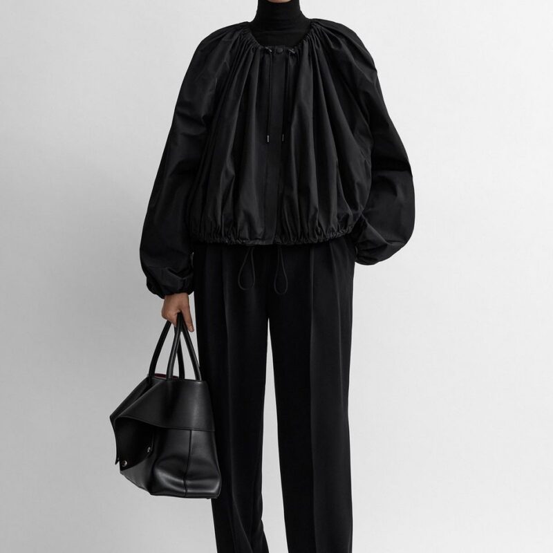 Gathered parachute jacket black – Toteme - INT