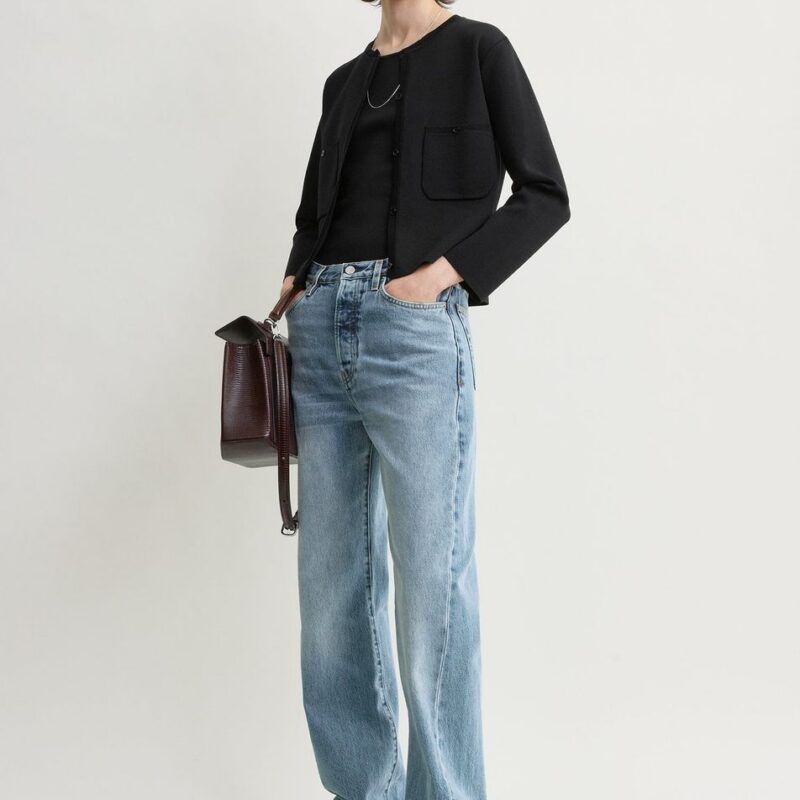 Classic compact knit cardigan black – Toteme - INT
