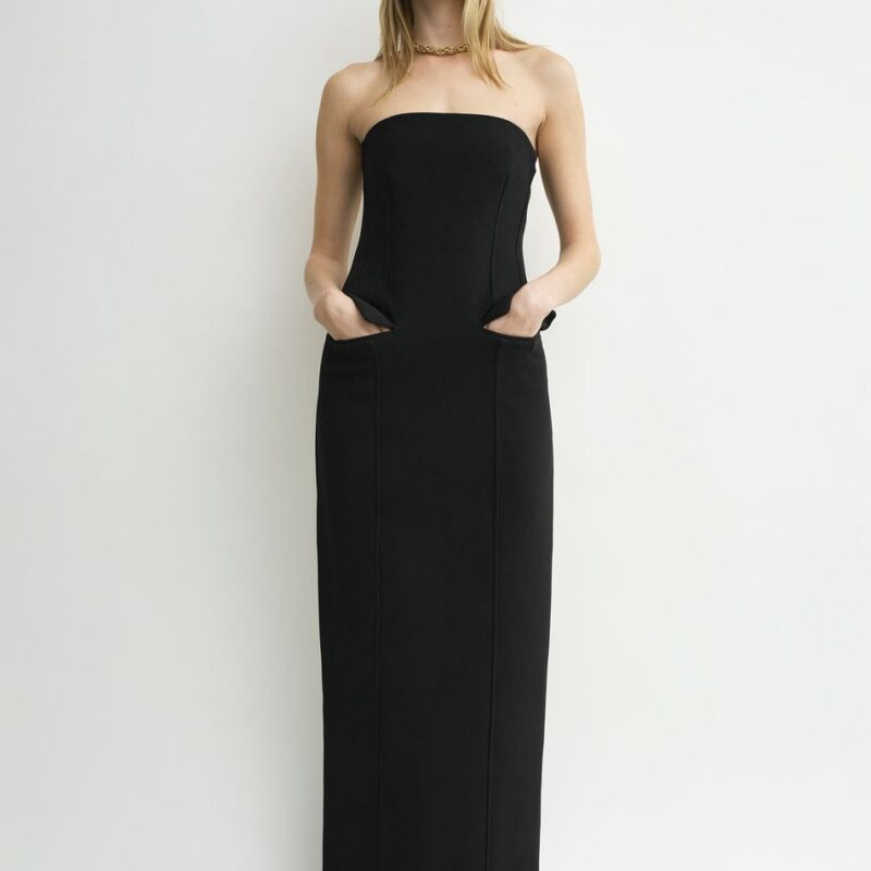 Strapless pocket dress black – Toteme - INT