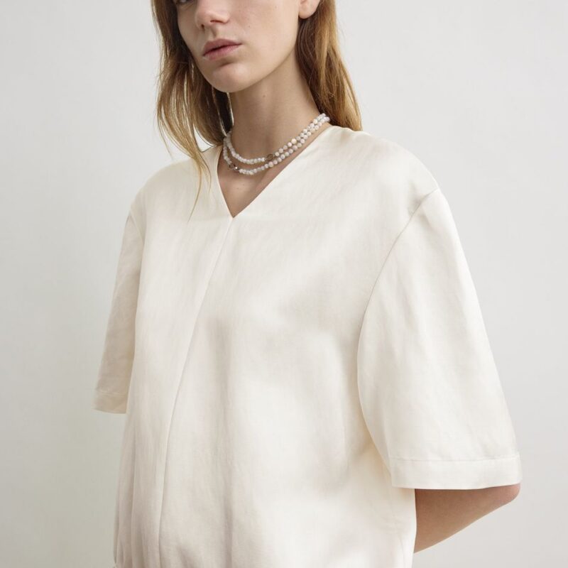 V-neck satin pullover white – Toteme - INT