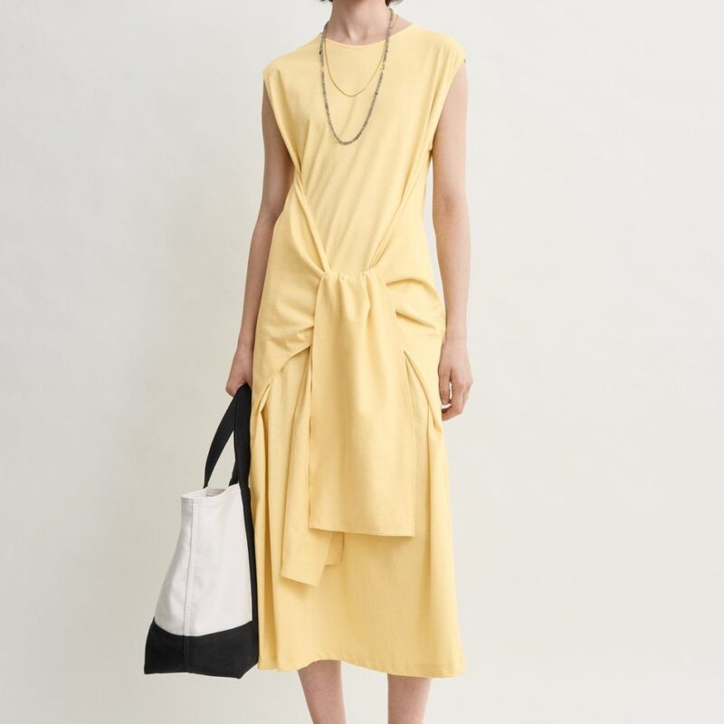 Tie-waist jersey dress buttercup petite – Toteme - INT