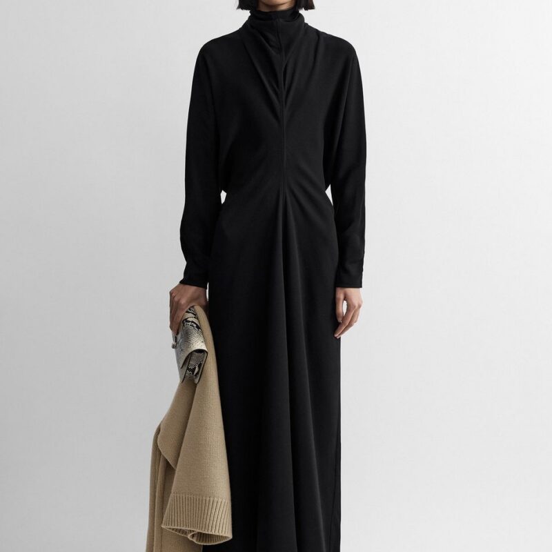 Slouch waist scarf dress black – Toteme - INT