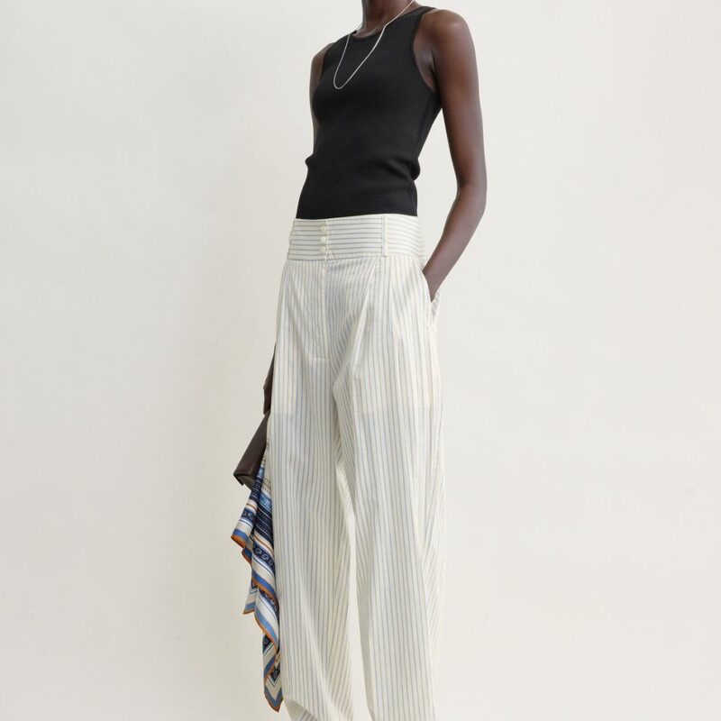 Striped balloon trousers white/cobalt – Toteme - INT