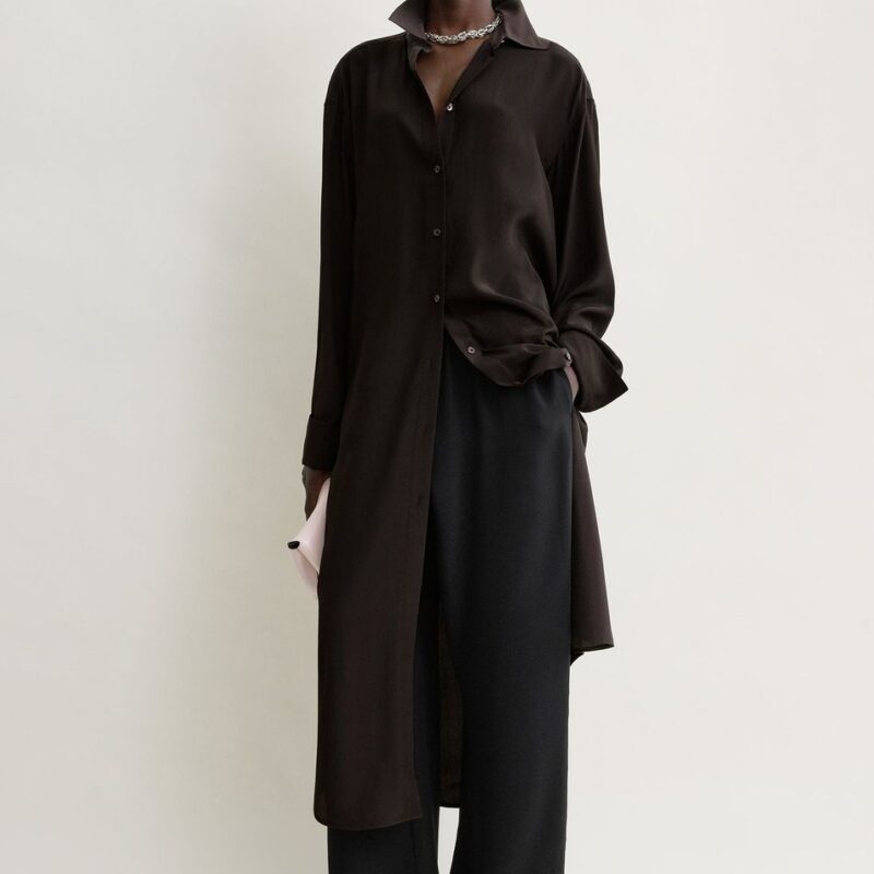 Silk shirtdress brown – Toteme - INT