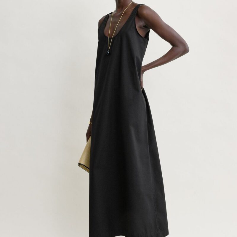 Scoop poplin dress black – Toteme - INT