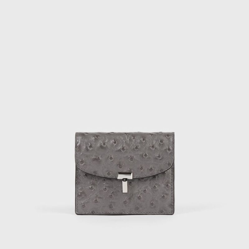 T-lock ostrich-embossed cardholder grey – Toteme - INT