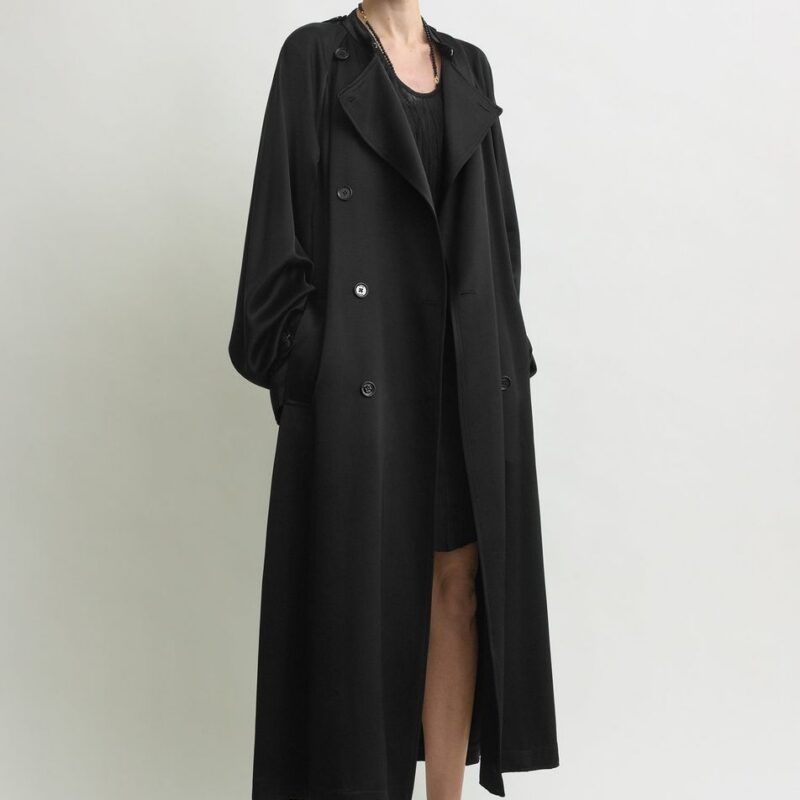 Draped satin trench black – Toteme - INT