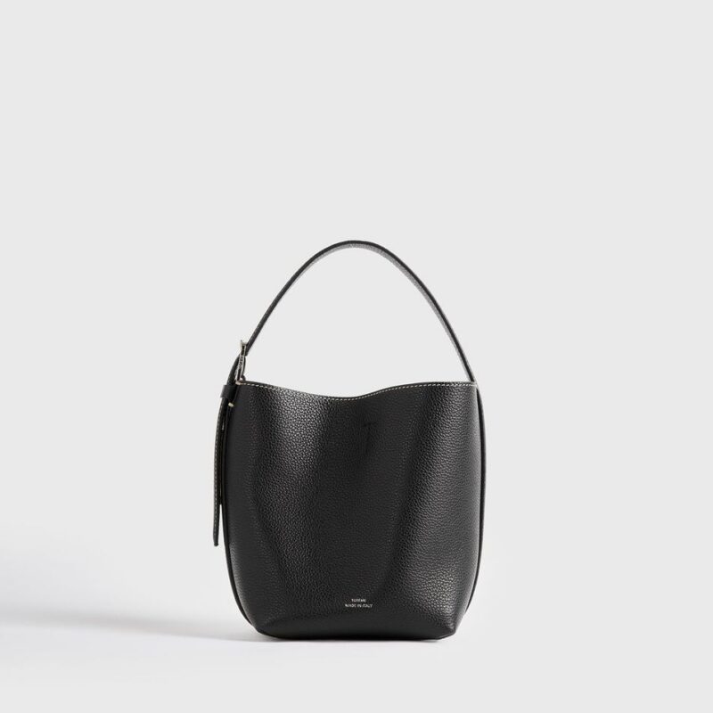 Small belted grained-leather tote black – Toteme - INT
