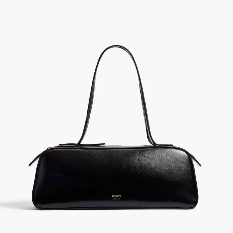 Simona Shoulder Bag in Black Crackle Patent Leather – Khaite
