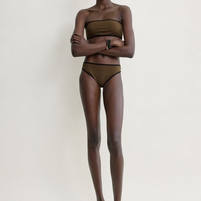 Stripe edge bikini bottoms walnut – Toteme - INT