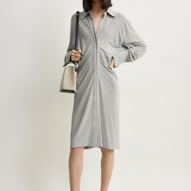 Slouch jersey shirtdress pale grey mélange – Toteme - INT