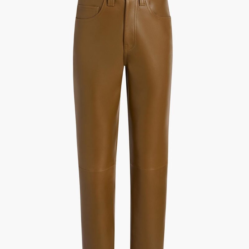 Callum Pant in Dark Olive Leather – KHAITE