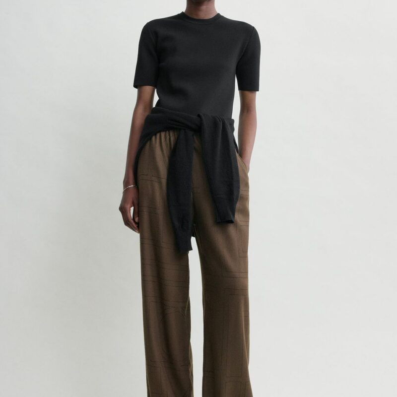 Monogram flannel pj bottoms dark brown – Toteme - INT