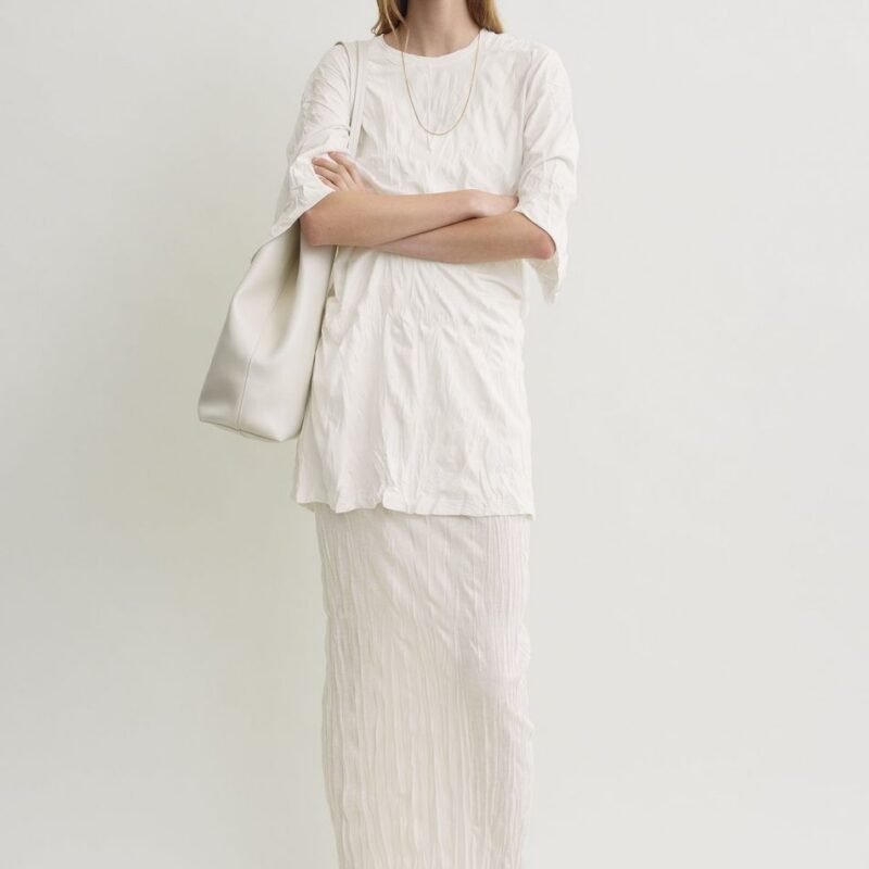 Crinkled knit skirt white – Toteme - INT