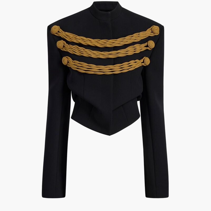 York Jacket With Cord Embroidery in Black and Gold – KHAITE
