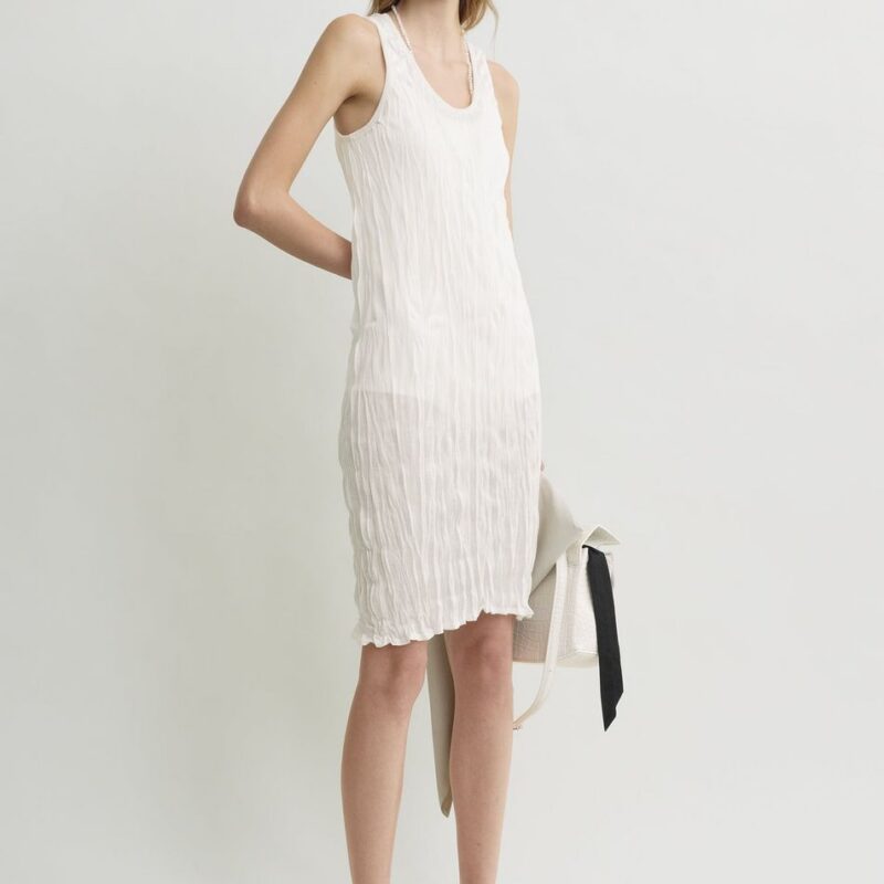 Crinkled knit tank dress white – Toteme - INT