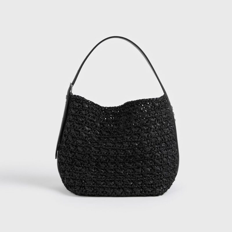 Medium belted paper raffia tote black – Toteme - INT
