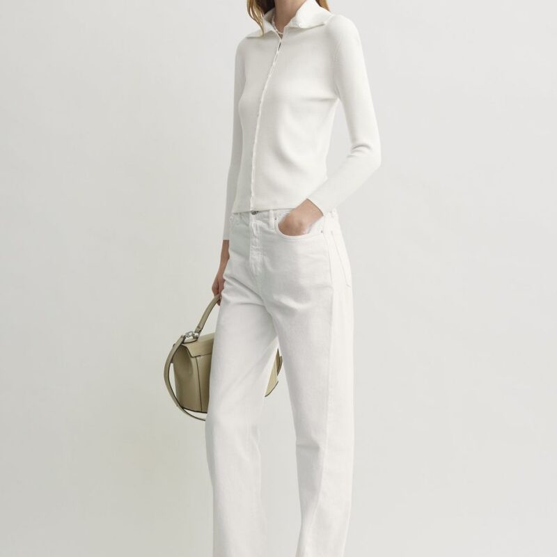 Fitted polo cardigan off-white – Toteme - INT