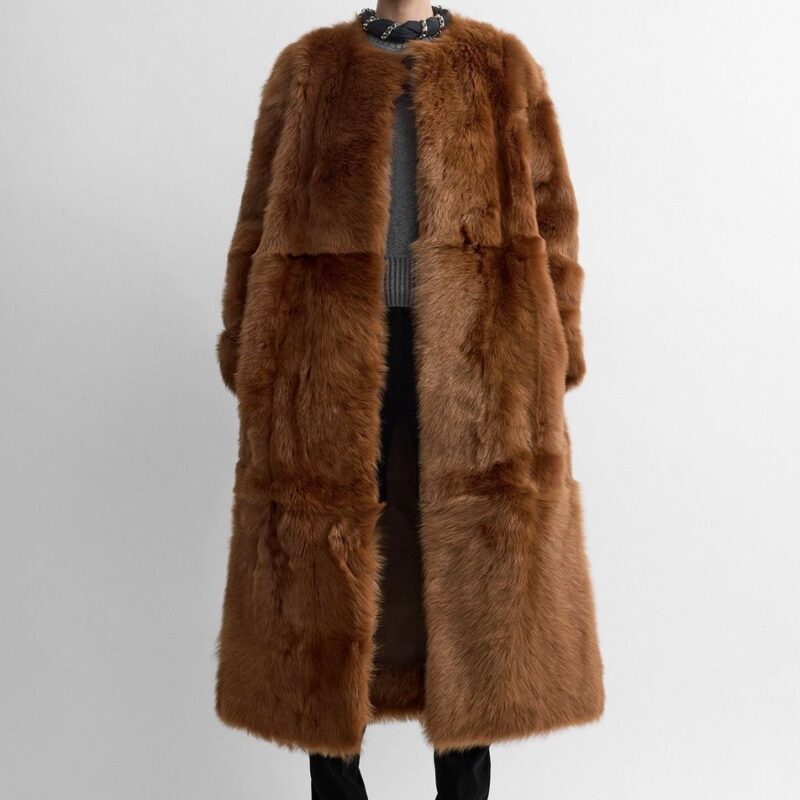 Silky shearling coat ginger – Toteme - INT
