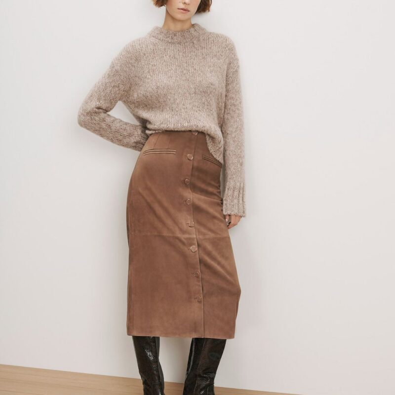 Callisian Suede Midi Skirt – Veronica Beard