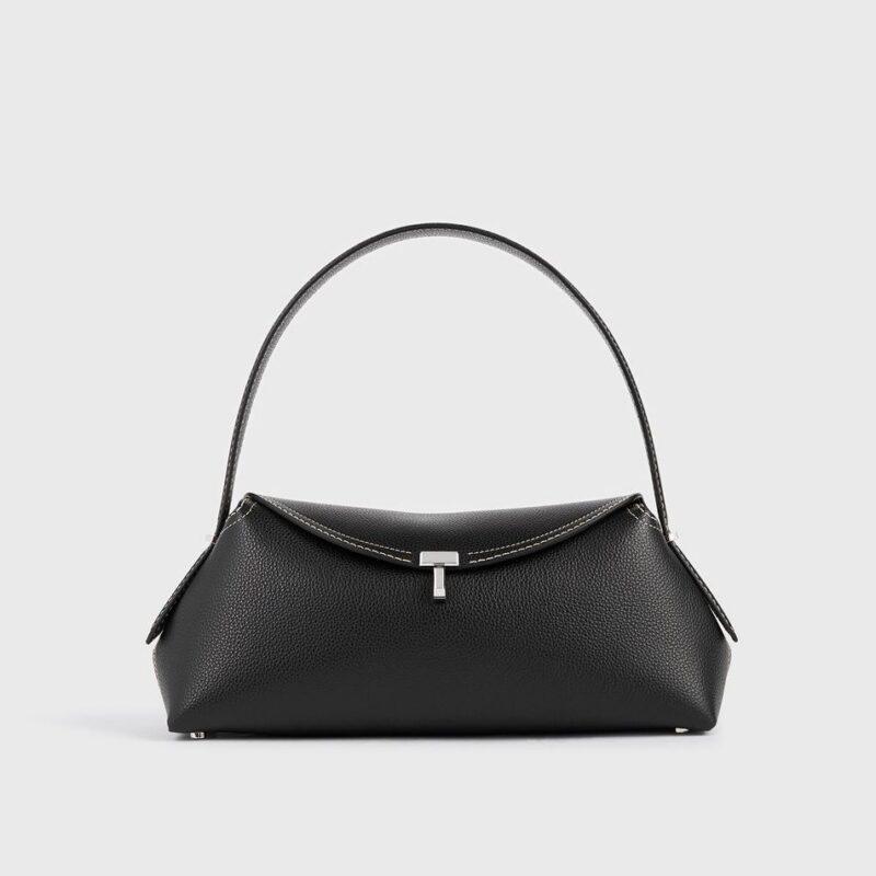 T-lock grained-leather shoulder black – Toteme - INT