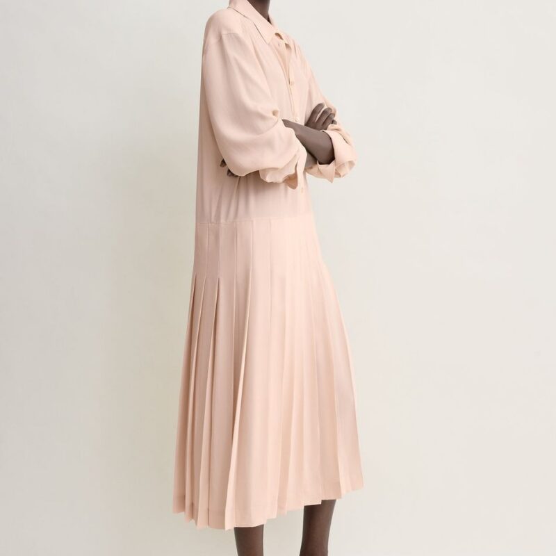 Pleated shirtdress dusty pink – Toteme - INT