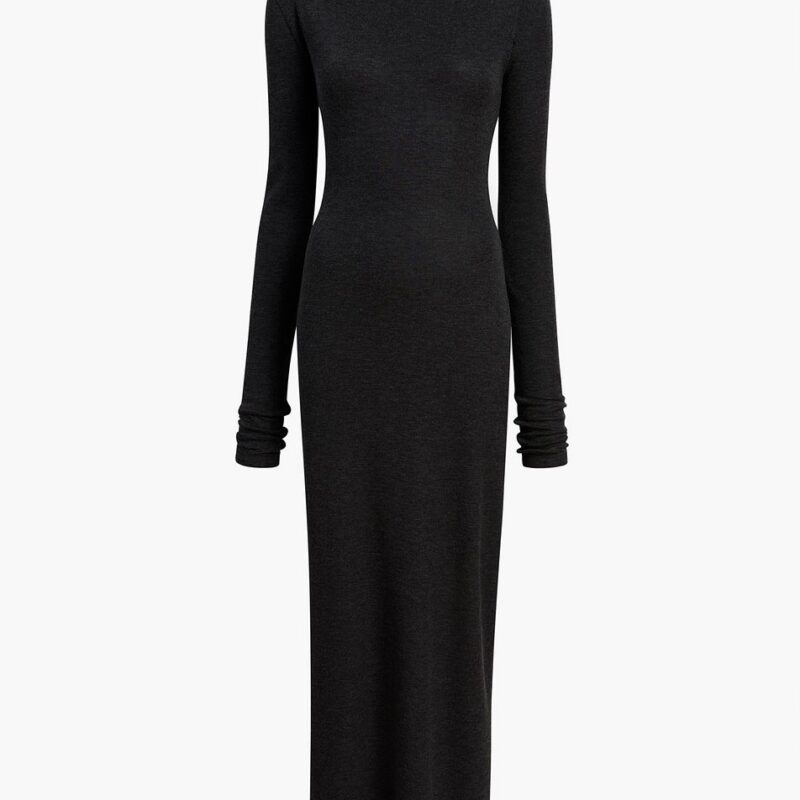 Norla Dress in Charcoal Silk Cashmere Jersey – Khaite