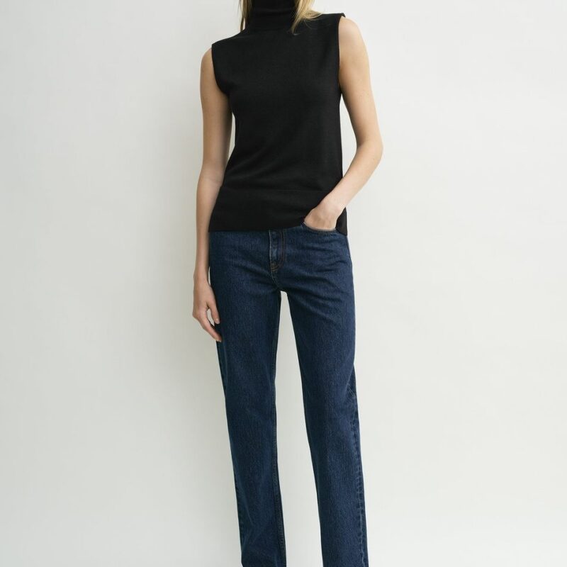 Sleeveless fine turtleneck black – Toteme - INT