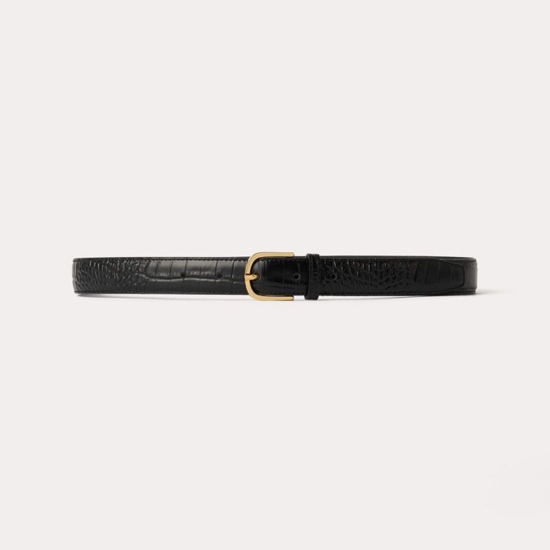 Slim croco-embossed trouser belt black – Toteme - INT