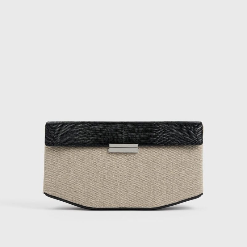 Clip canvas clutch beige/black – Toteme - INT