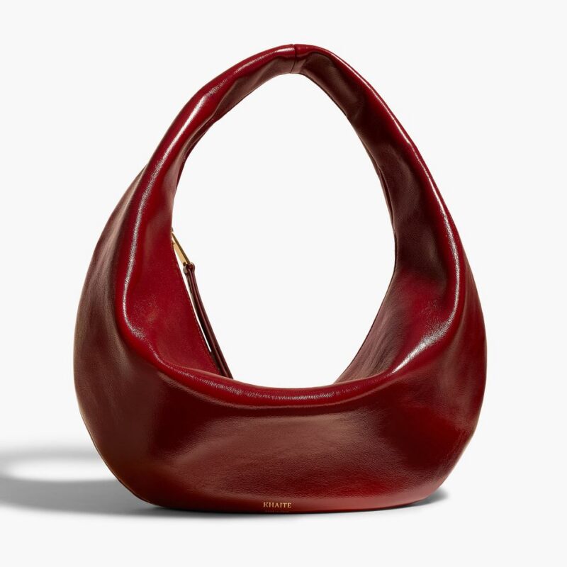 Medium Olivia Hobo in Oxblood Crackle Patent Leather – Khaite