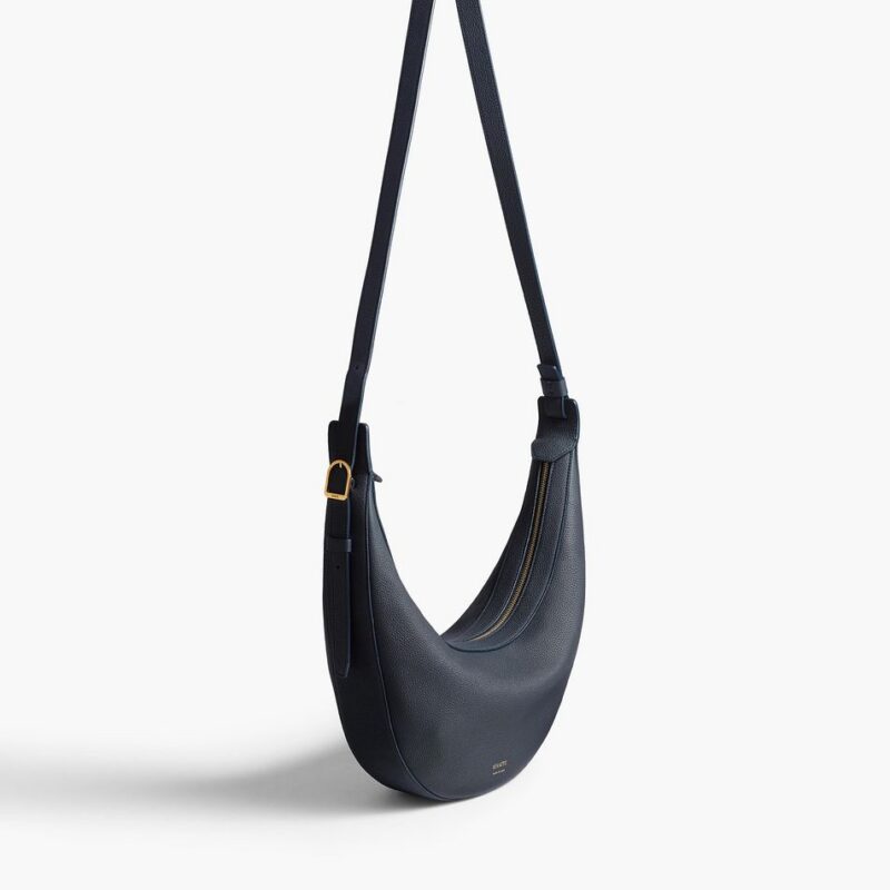 Small Augustina Crossbody Bag in Midnight Pebbled Leather – Khaite